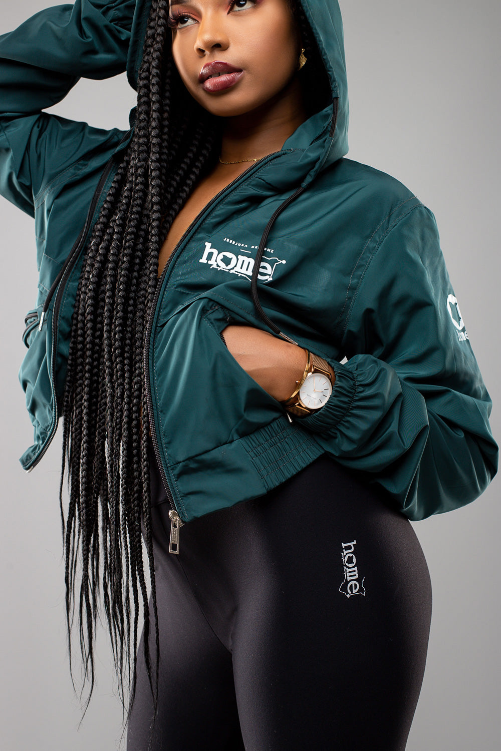 Zuma Cropped Bomber Jacket - Rich Green