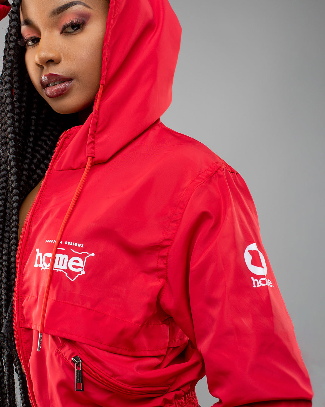 Zuma Cropped Bomber Jacket - Red
