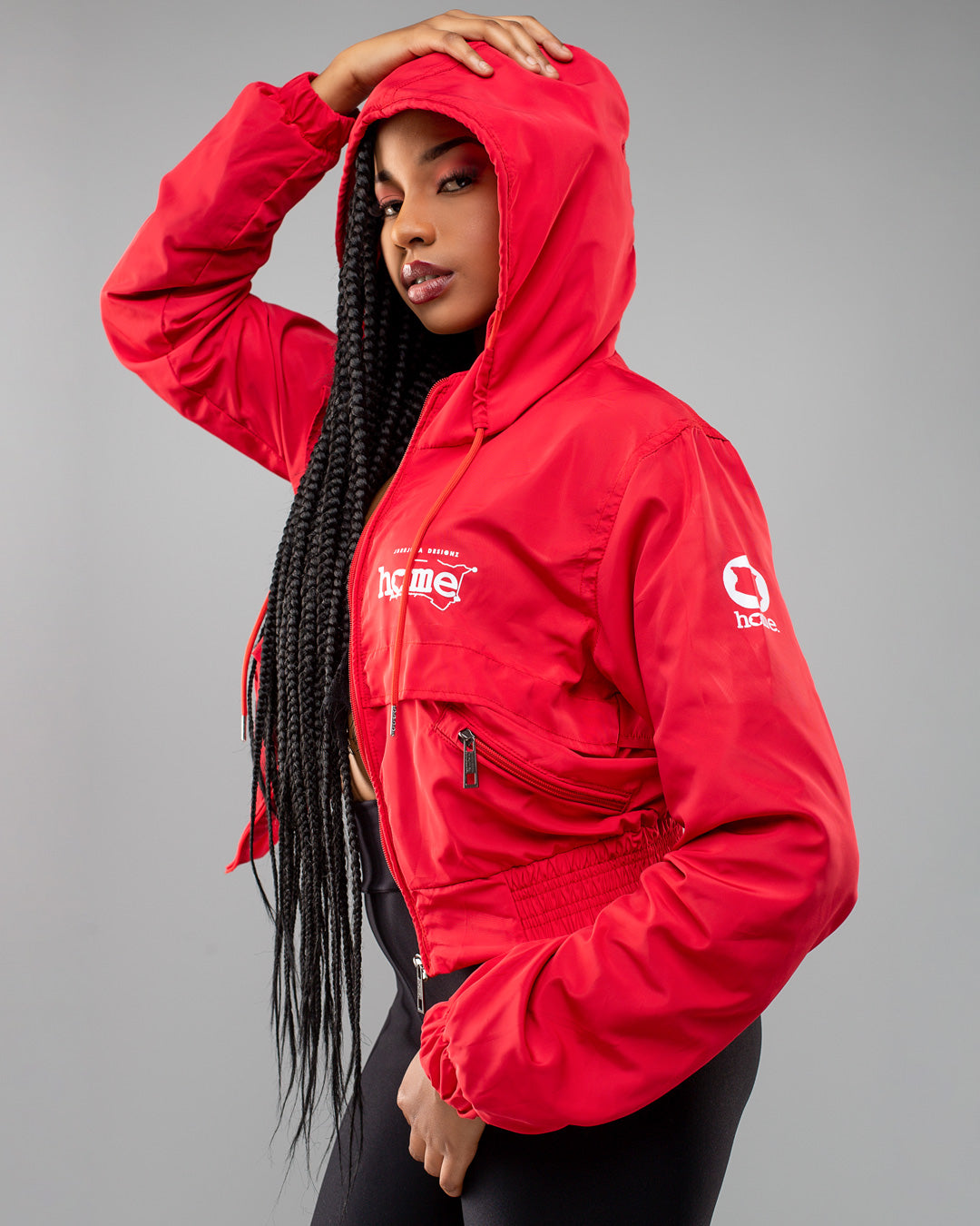 Zuma Cropped Bomber Jacket - Red