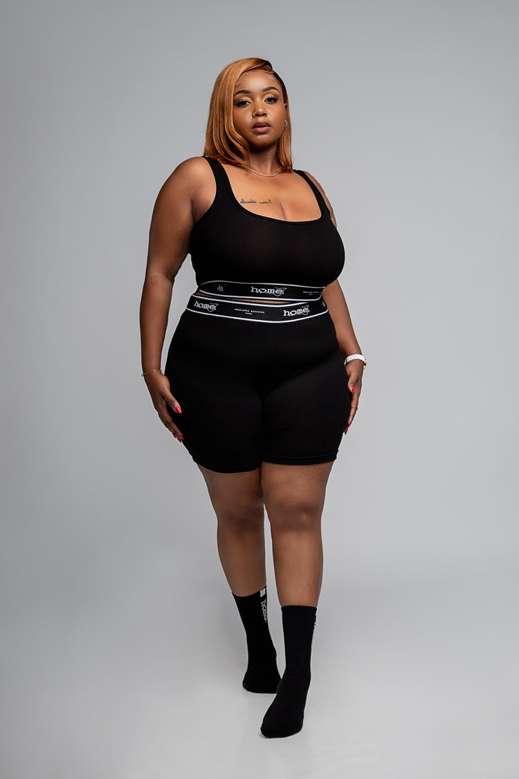 Woman Girls Plus Size Bike Shorts PLUSH BANDED BIKE SHORTS BLACK