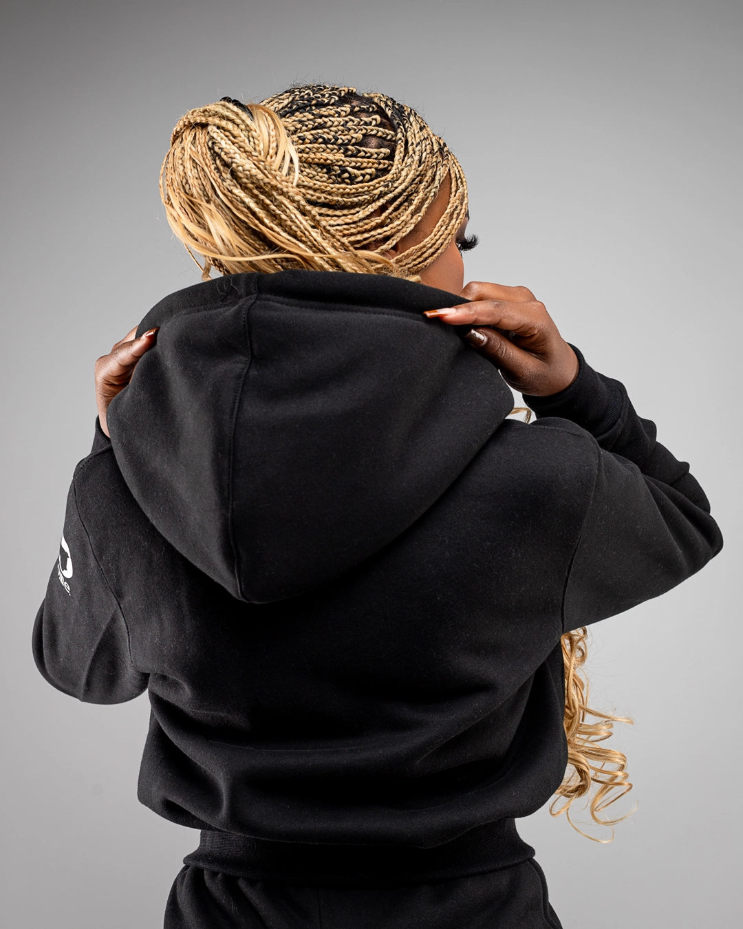 Cropped Zip-Up Hoodie - Black (Mid-Heavy)