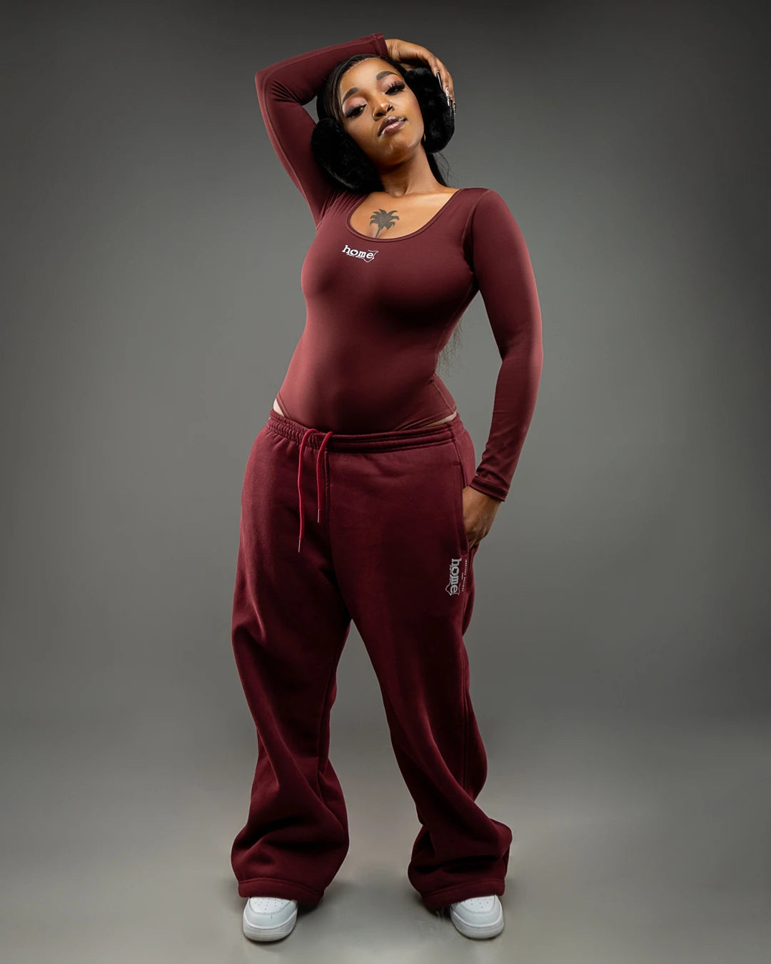 Simple Life Scoop Neck Bodysuit - Maroon