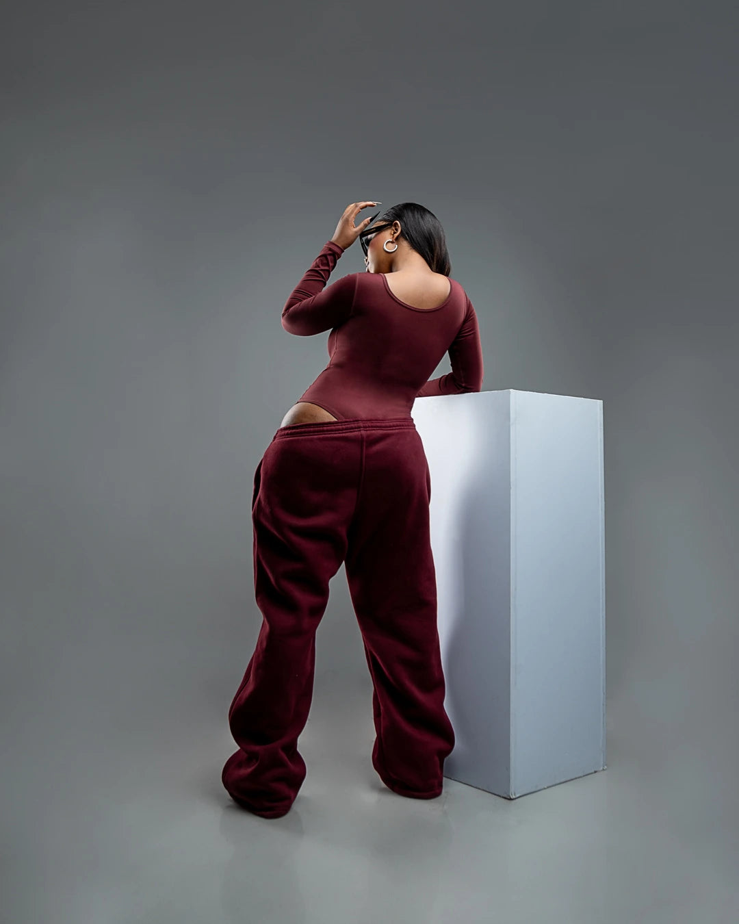 Simple Life Scoop Neck Bodysuit - Maroon