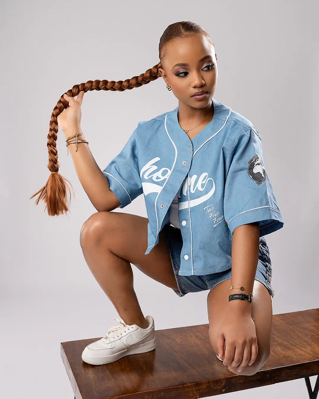 Aero Cropped Baseball Shirt – Denim Air