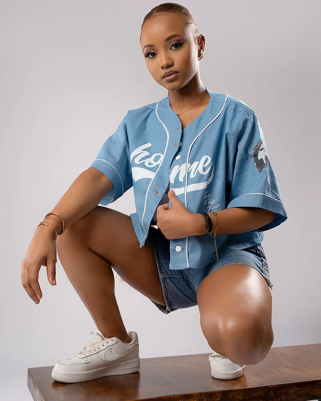 Aero Cropped Baseball Shirt – Denim Air