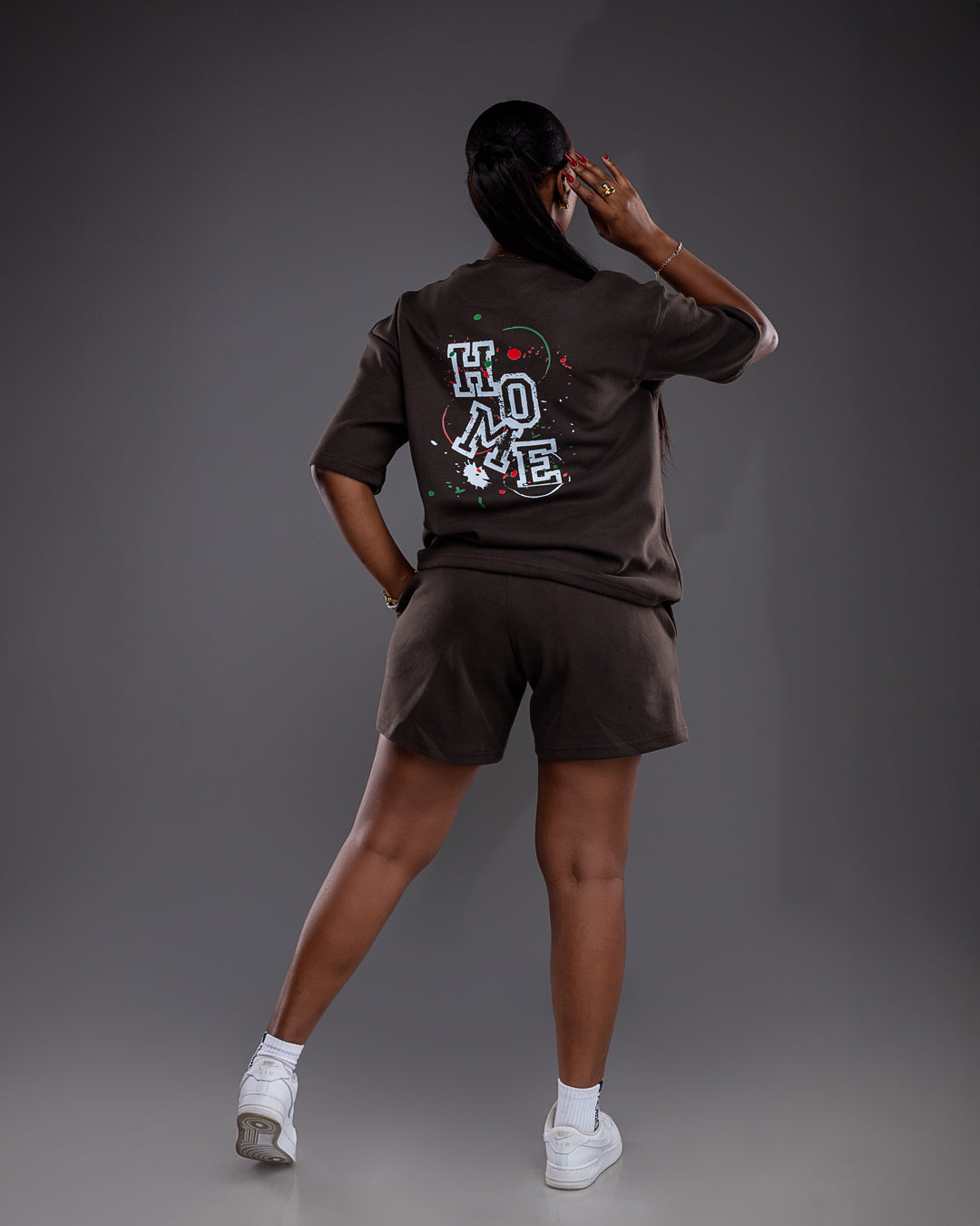 Serene Short and Drop Tee Set - Espresso