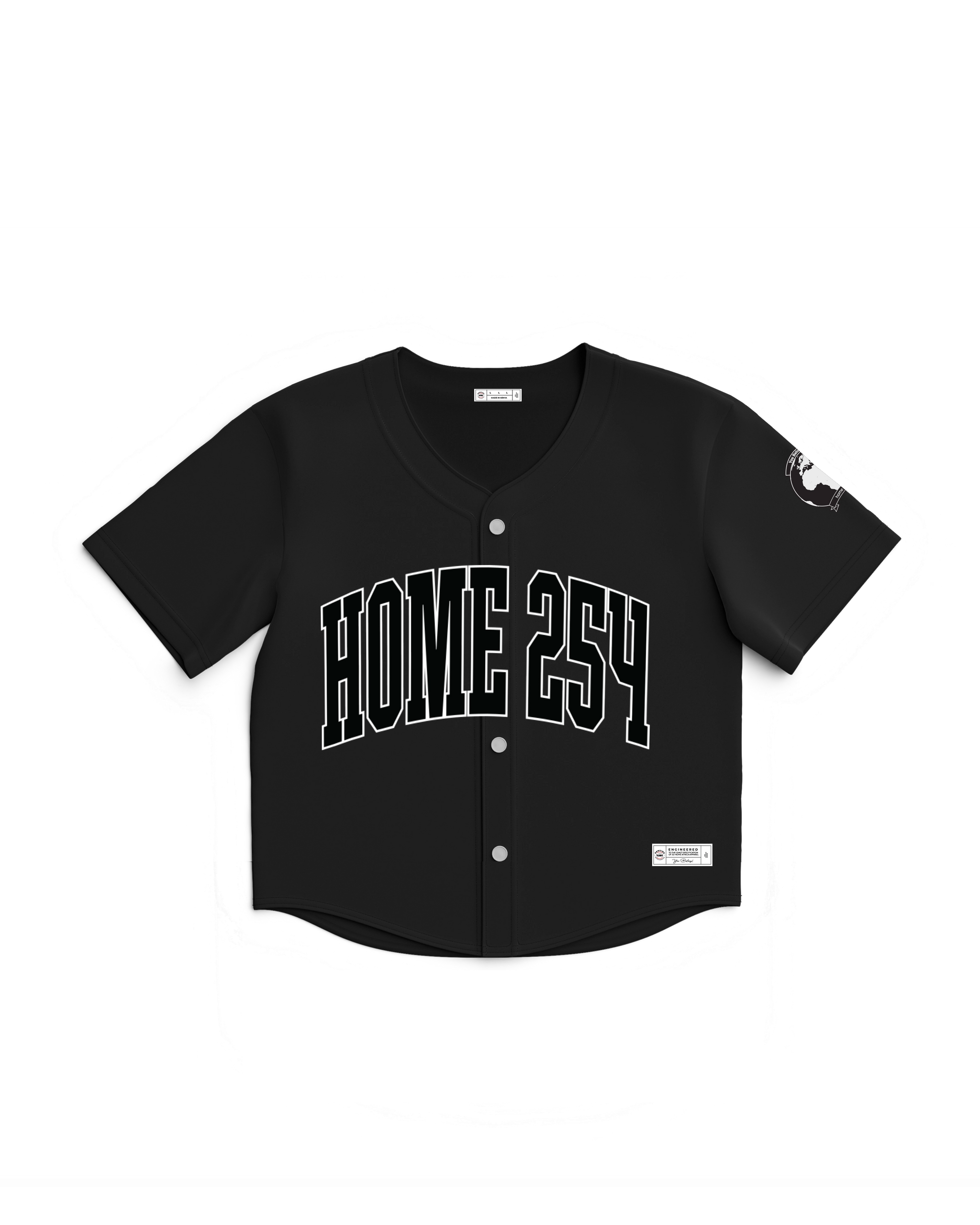 CASUAL CROPPED BASEBALL SHIRT - BLACK