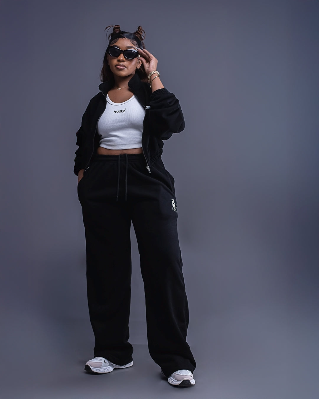 Cropped Moda Set - Black (Heavy Fabric)
