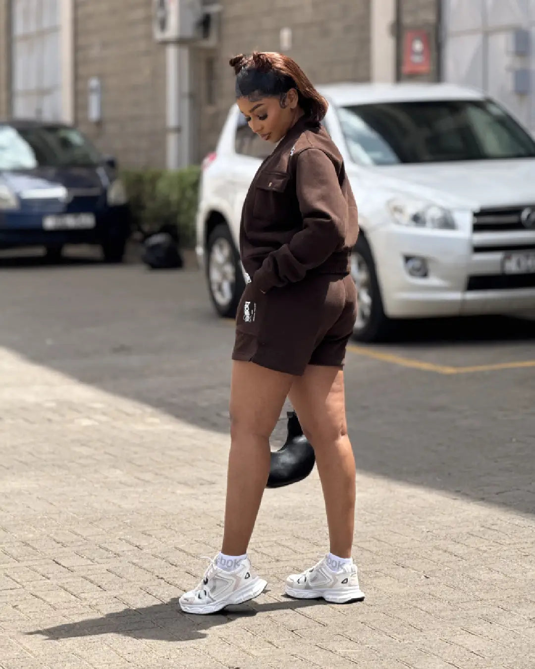 Espresso Kami Jacket + Cora Shorts Matching Set (Heavy Velvet Fabric)