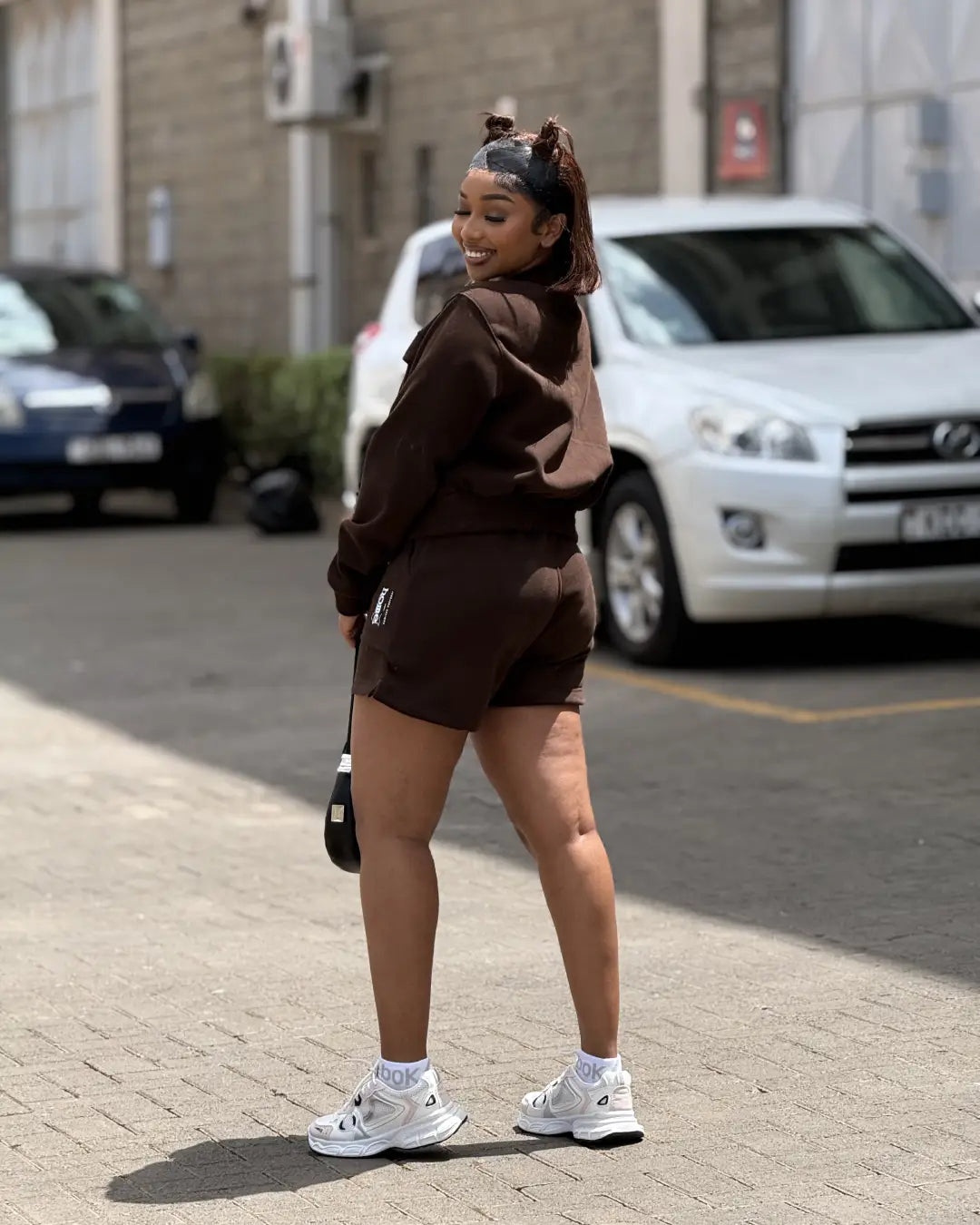 Espresso Kami Jacket + Cora Shorts Matching Set (Heavy Velvet Fabric)