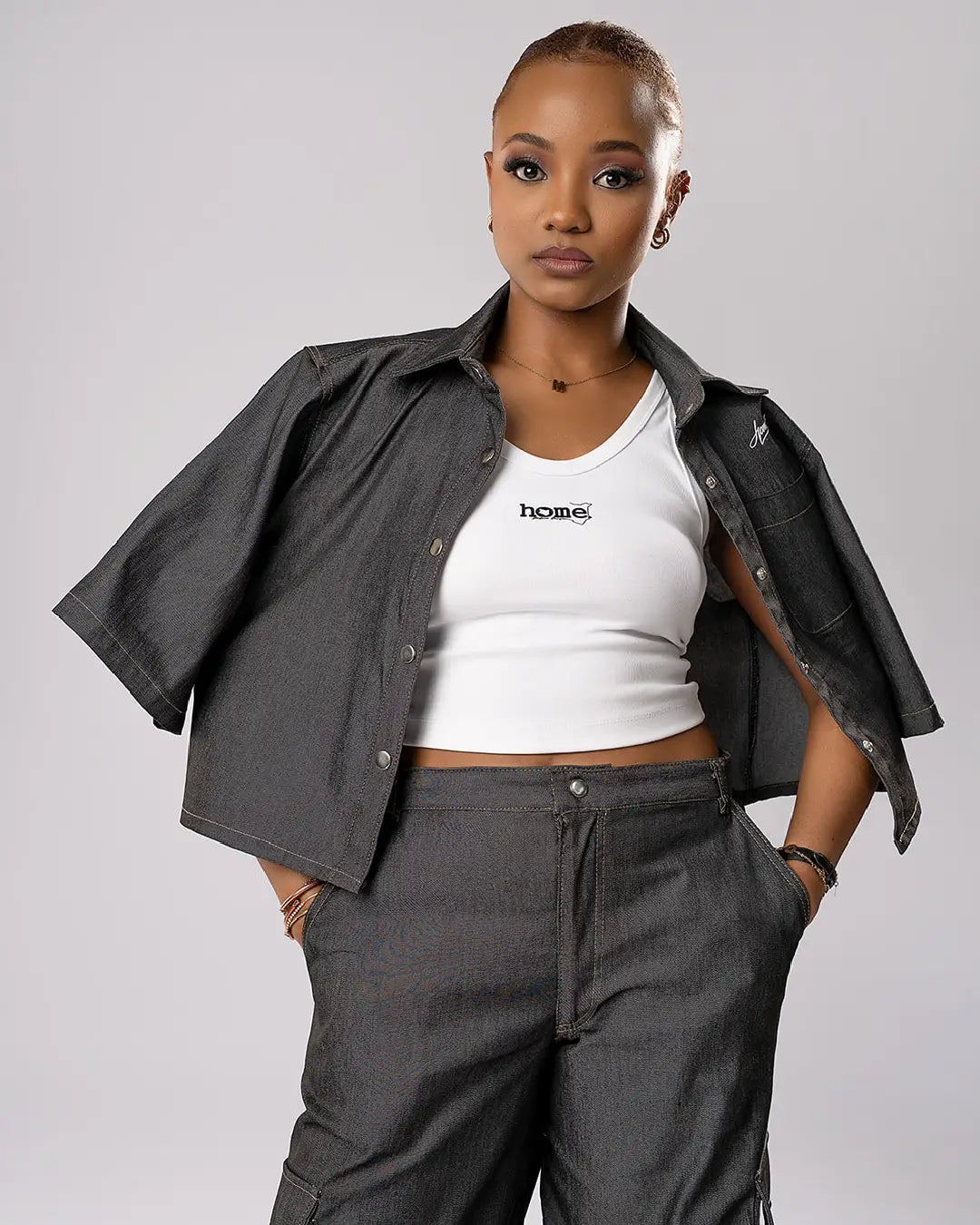 Cloud Crop Shirt – Night Denim