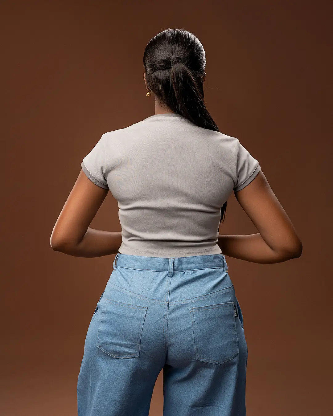 DOLLY CROPPED TEE - Granite + Sage