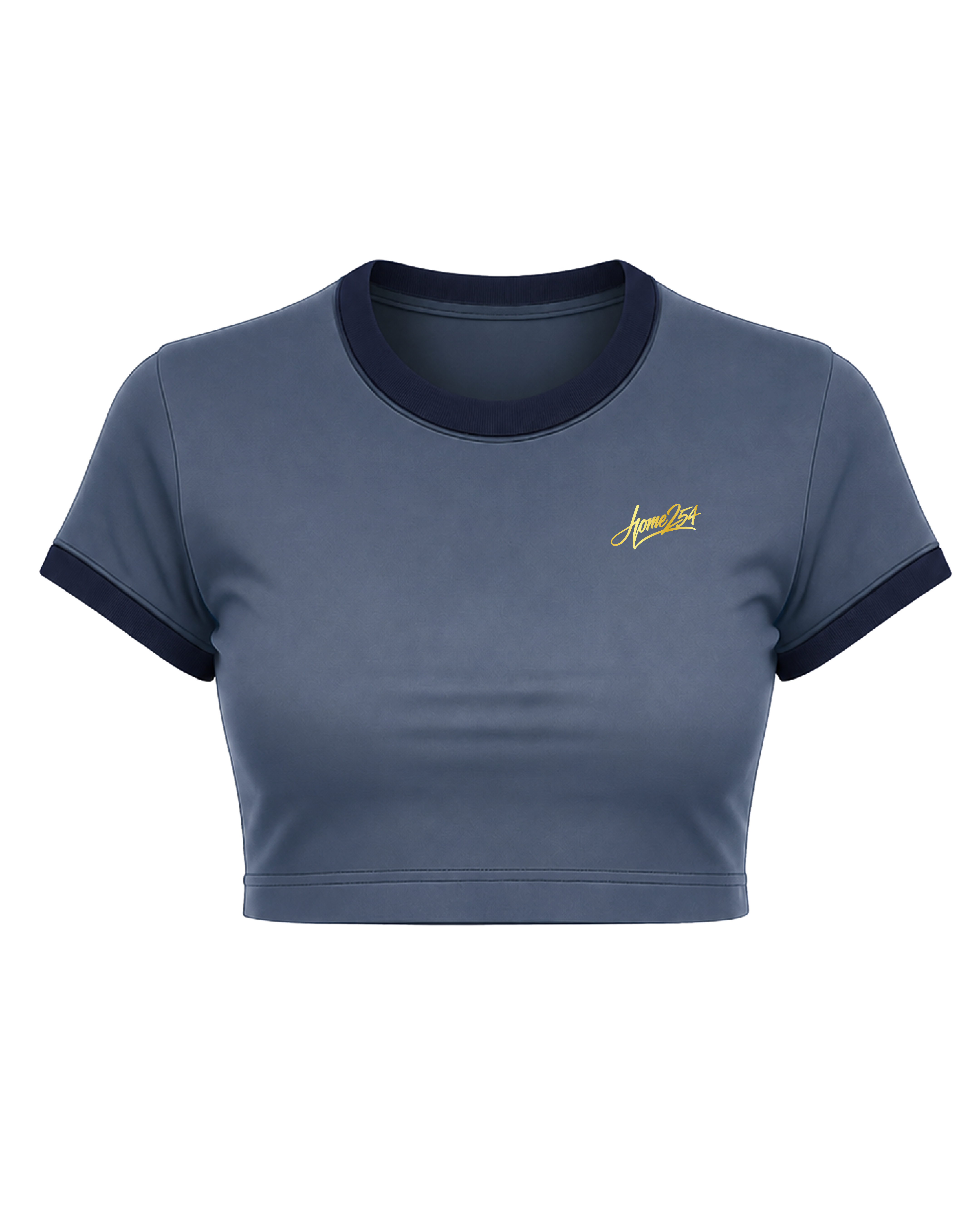 DOLLY CROPPED TEE - Steel Blue + Navy Blue