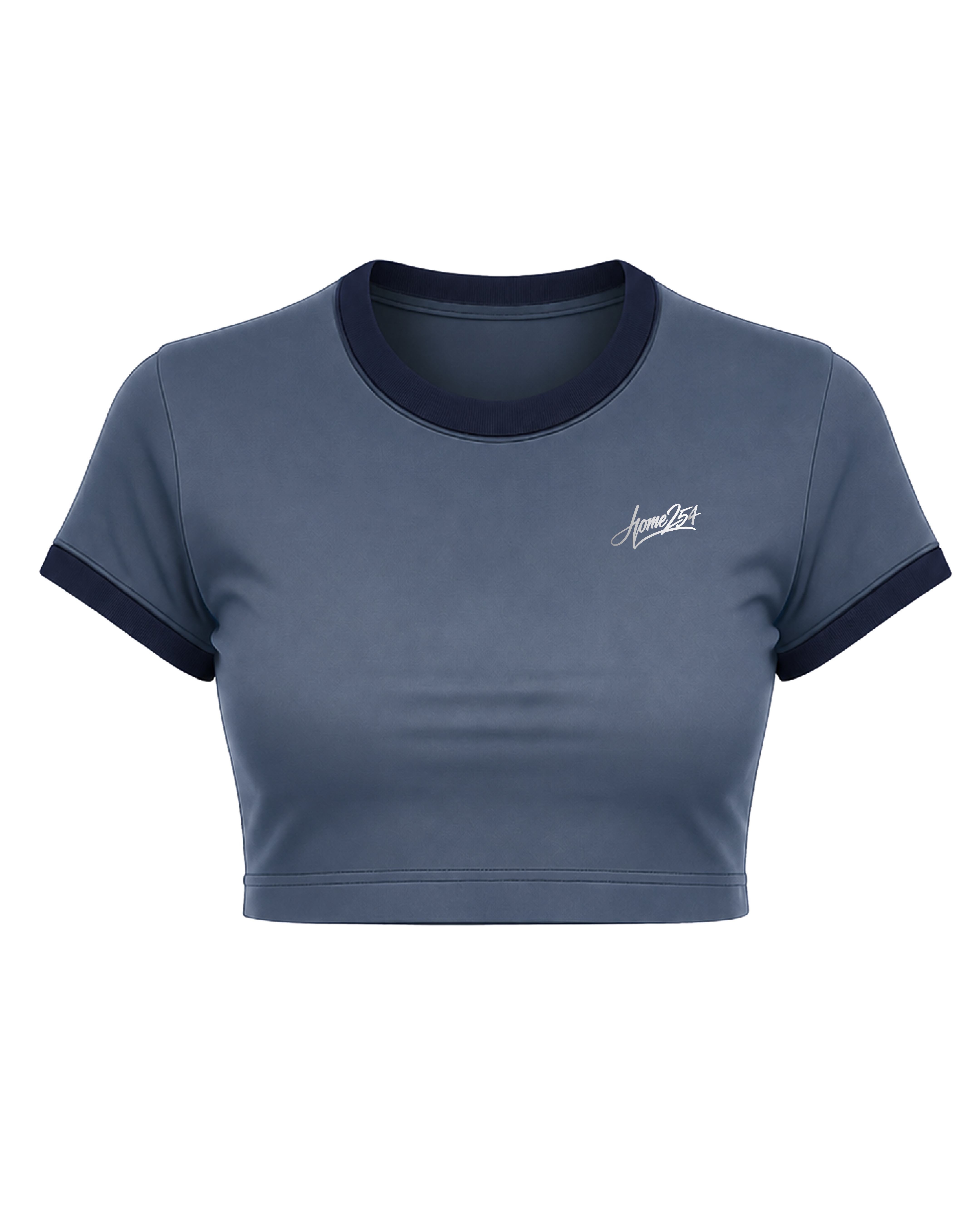 DOLLY CROPPED TEE - Steel Blue + Navy Blue