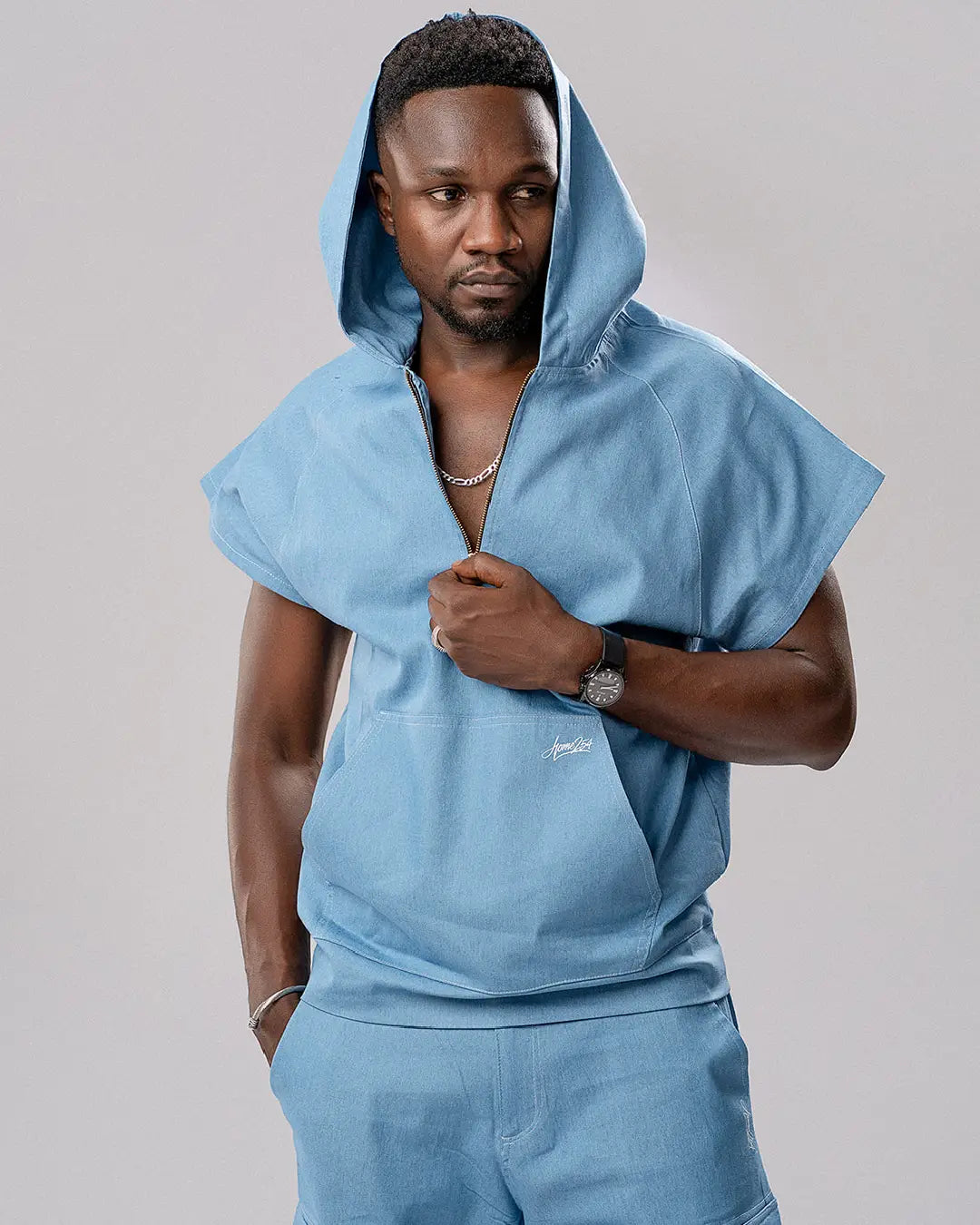 Drift Hooded Vest & Aero Cargo Pants Set – Denim Air