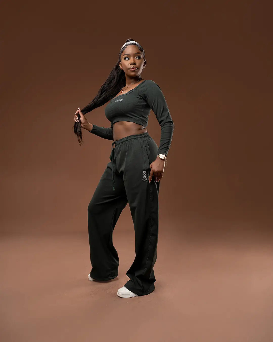 Ribbed Cosy Pants - Forest Green