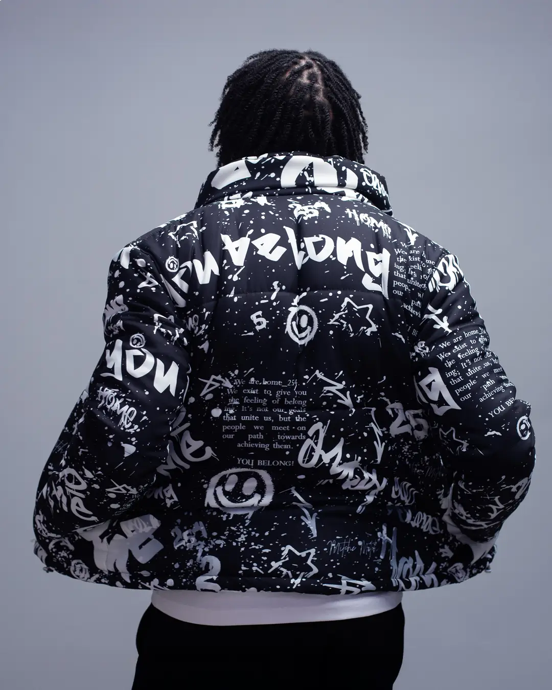 Ink Riot Puffer Jacket - Black