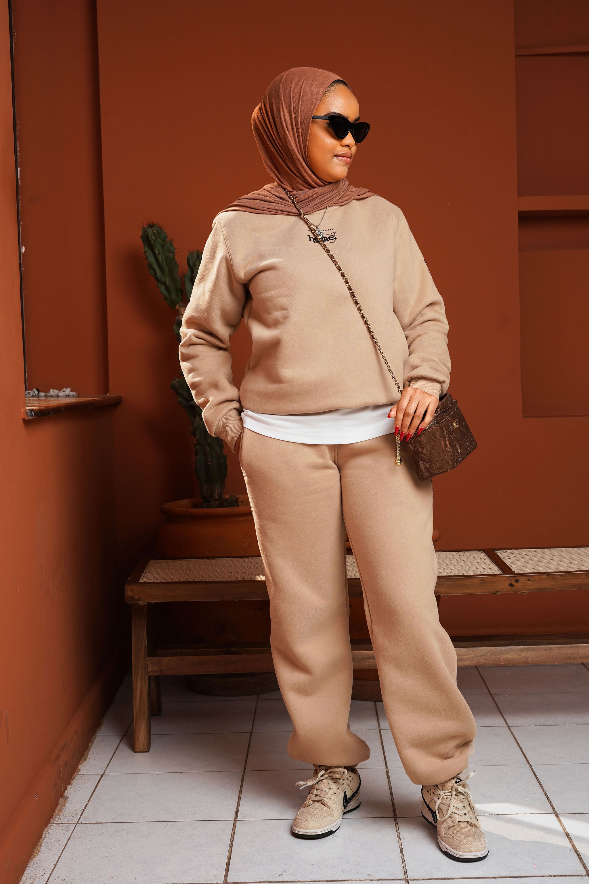 The Light Brown Sweatshirt + Sweatpant Set