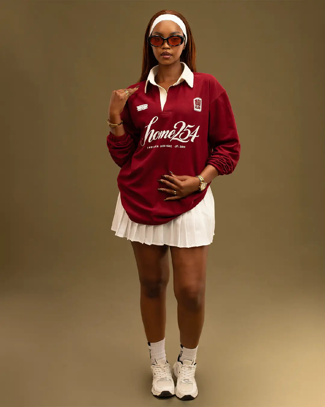 Homeground Block Rugby Polo — Burgundy + Cream