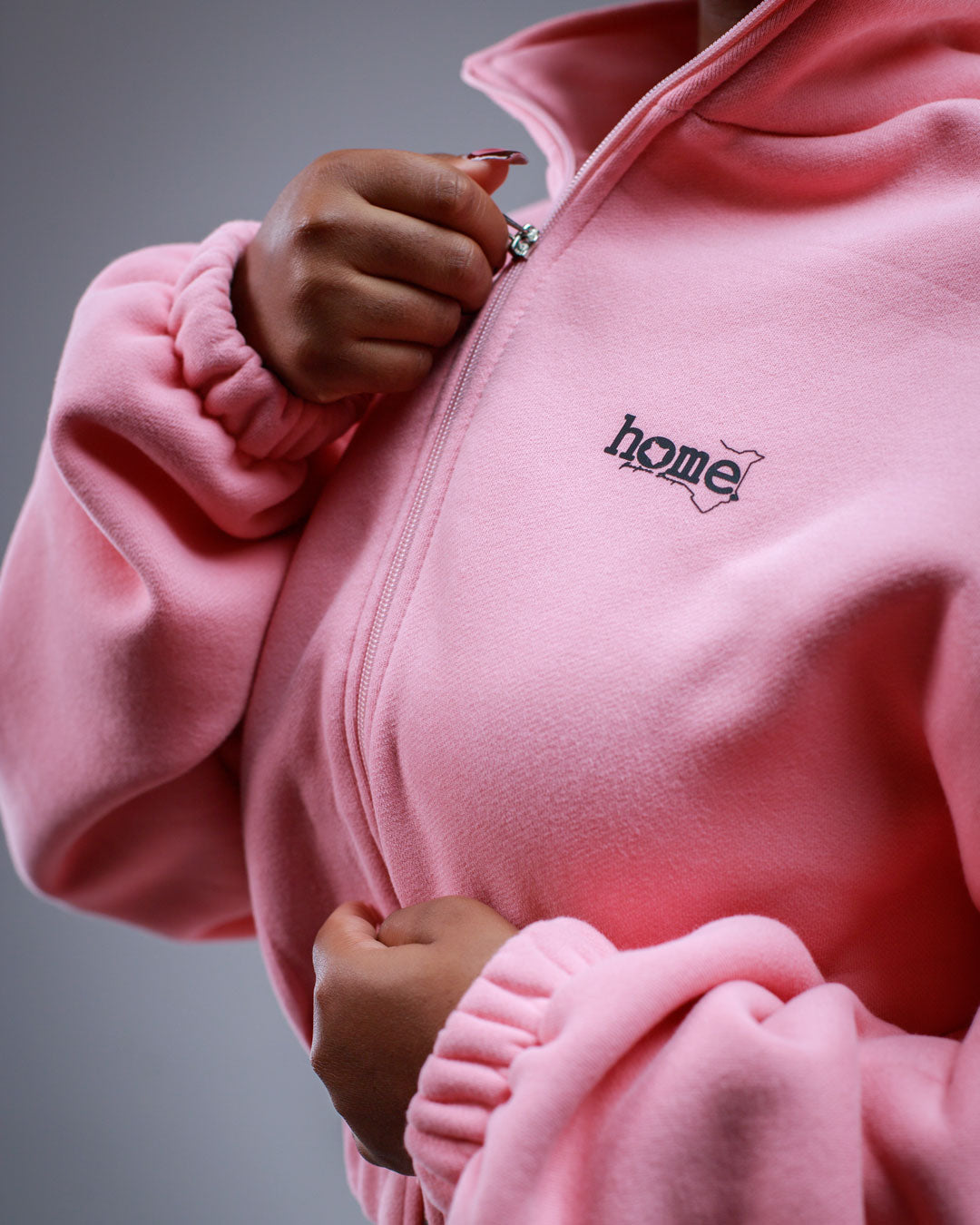 Moda Cropped Zip-Up Sweatshirt – Peach (Heavy Fabric)