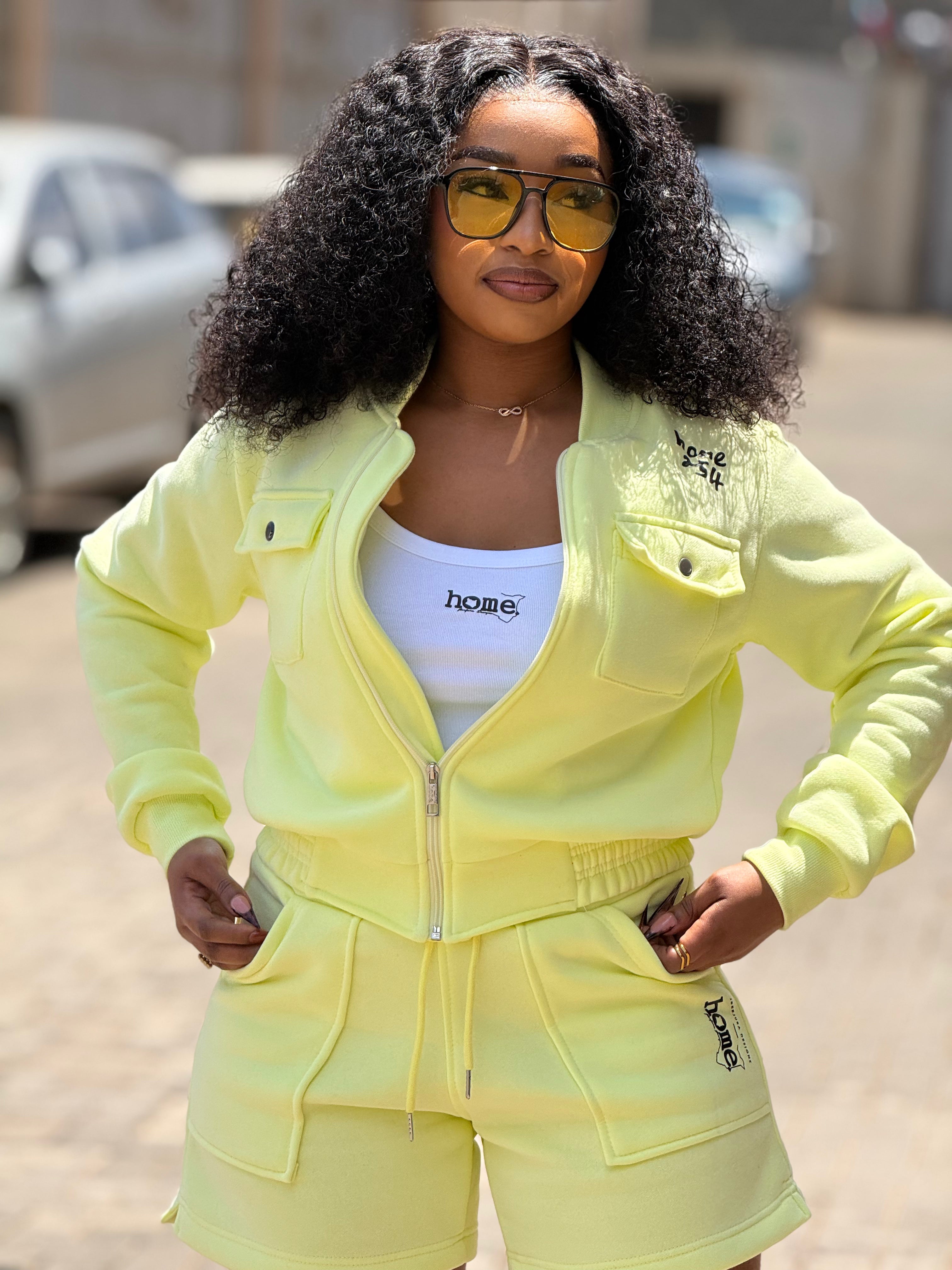 Canary Yellow Kami Jacket + Cora Shorts Matching Set