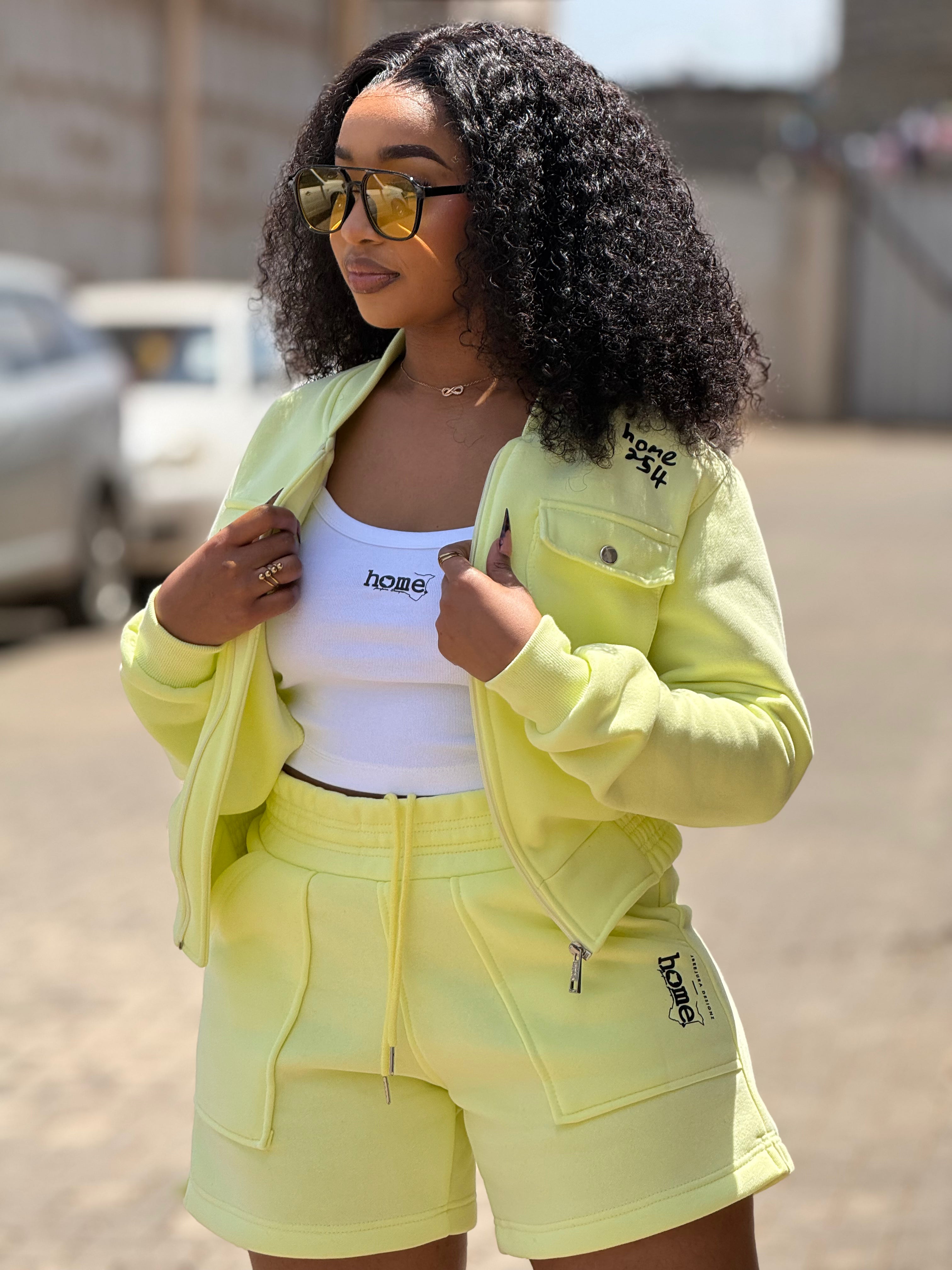 Canary Yellow Kami Jacket + Cora Shorts Matching Set
