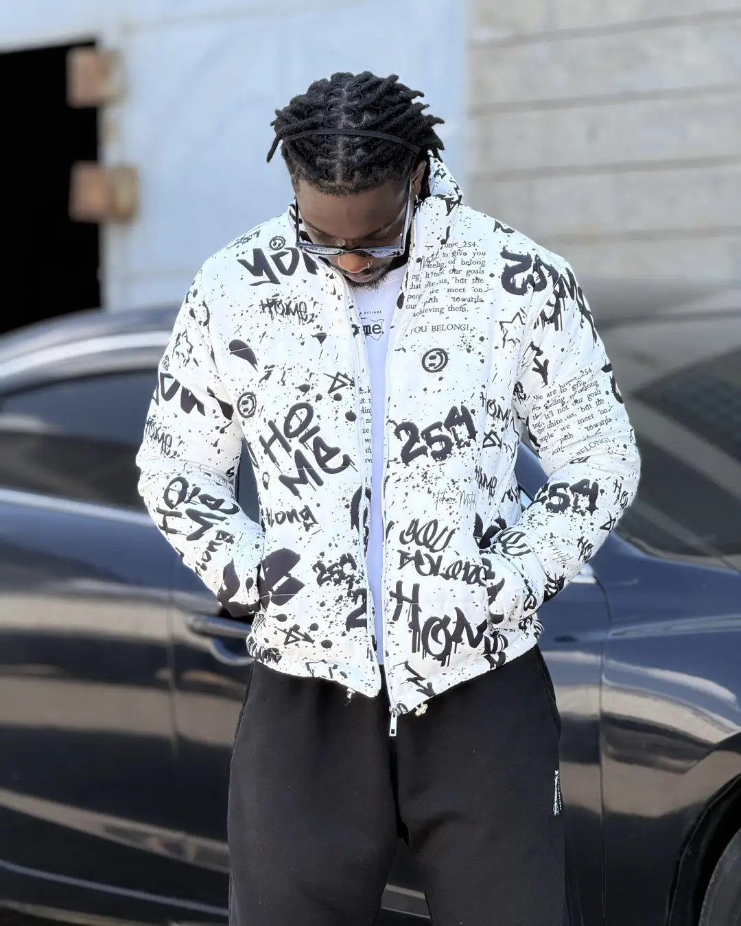 Ink Riot Puffer Jacket - White