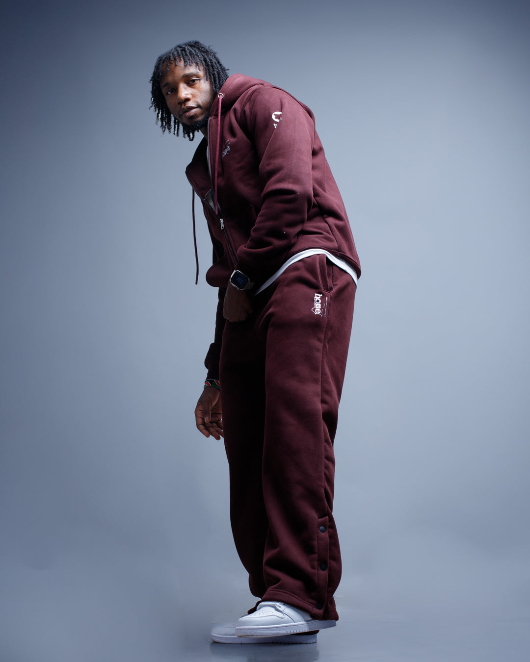 Zip-up Hoodie - Deep Scarlet (Velvet Fabric)