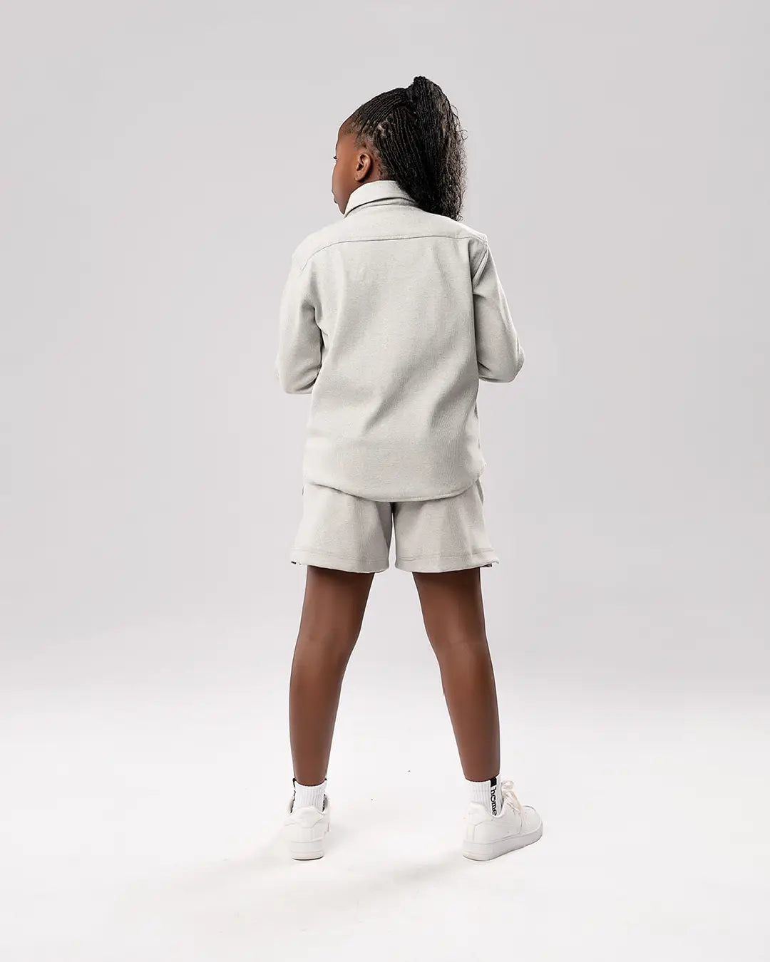 Kids Ribbed Cosy Shorts - Light Grey