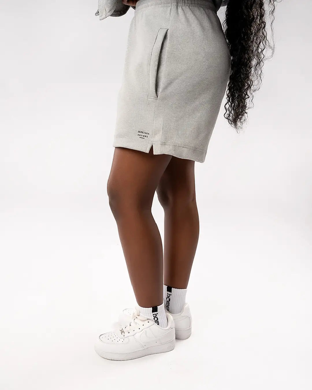 Kids Ribbed Cosy Shorts - Light Grey