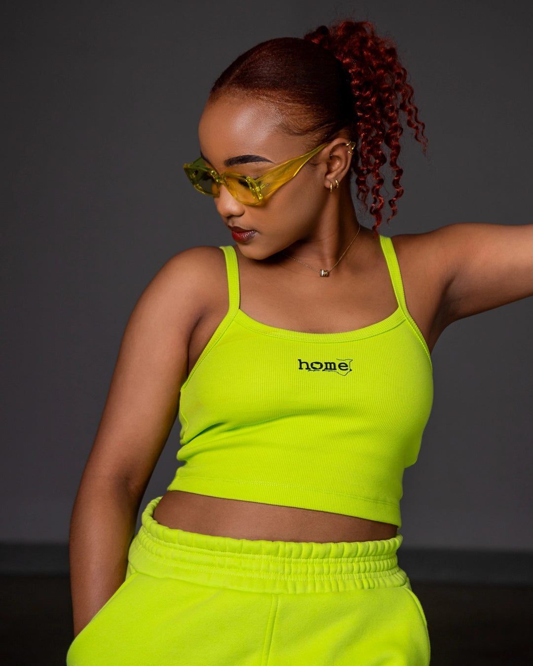 Lime Green Ignite Sweatshirt + Maven Pants + Slim Strap Vest Set