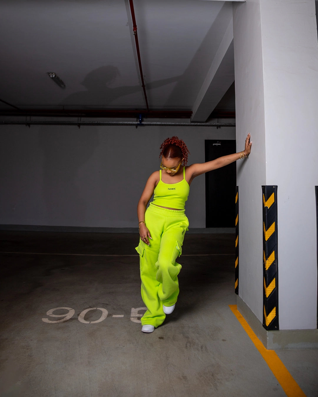 Lime Green Ignite Sweatshirt + Maven Pants + Slim Strap Vest Set