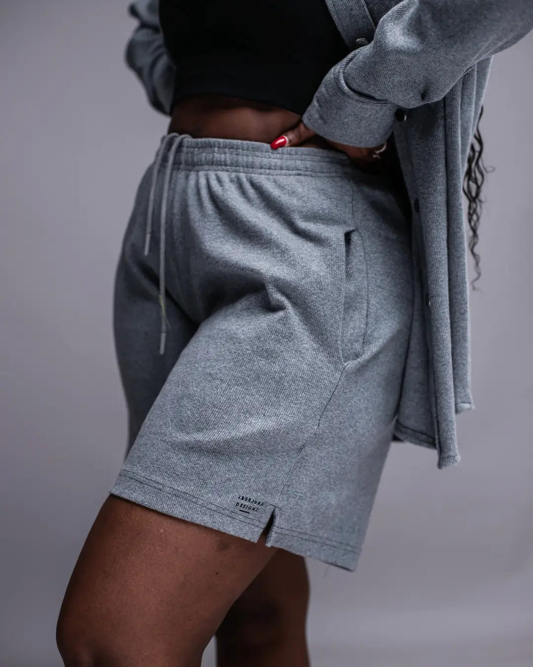 Misty Grey Stature Shirt + Cosy Shorts Matching Set