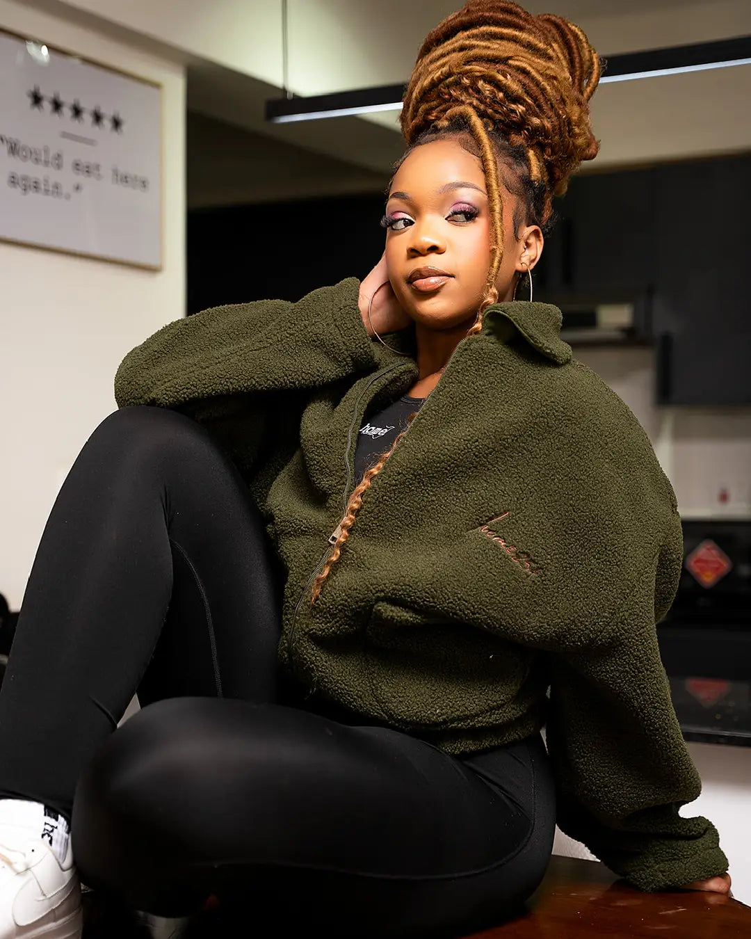 Moto Sherpa Jacket - Jungle Green