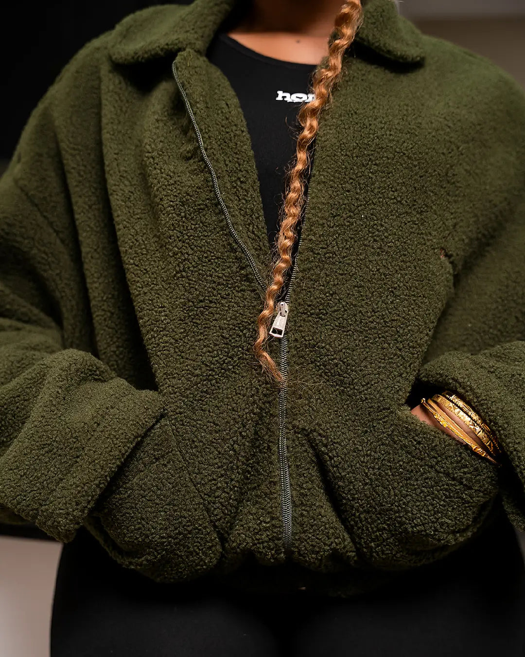 Moto Sherpa Jacket - Jungle Green