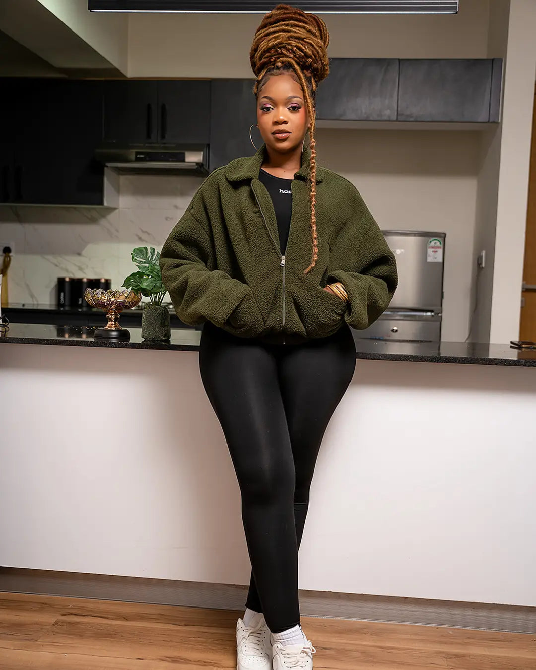Moto Sherpa Jacket - Jungle Green