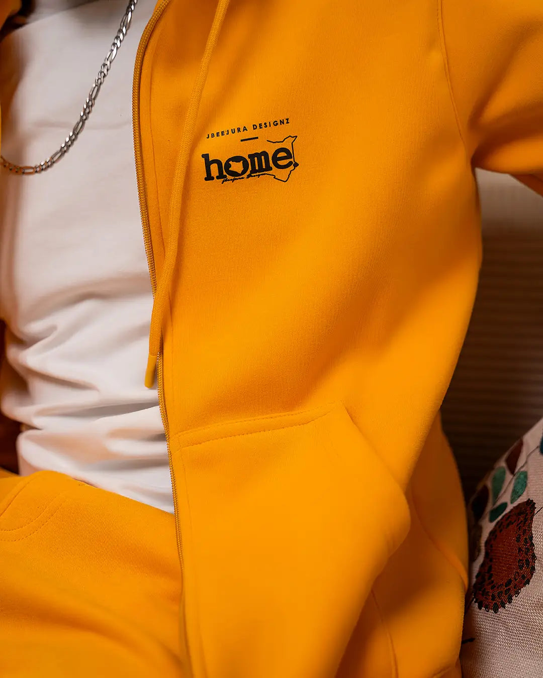 Zip-up Hoodie - Dark Mustard (Heavy Velvet Fabric)
