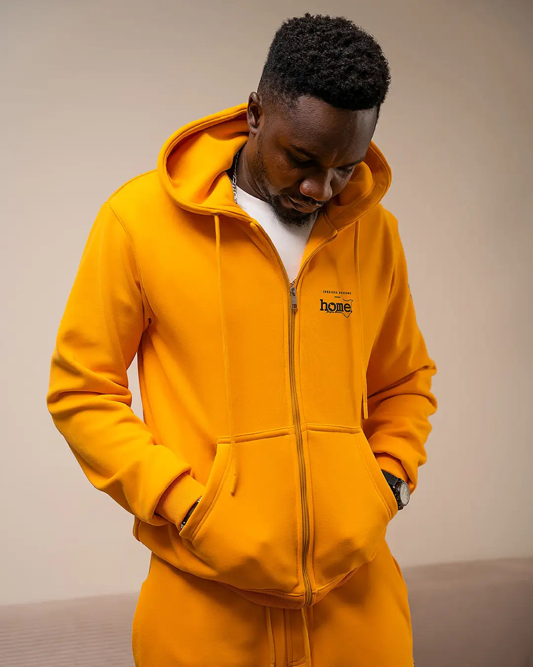 Zip-up Hoodie - Dark Mustard (Heavy Velvet Fabric)
