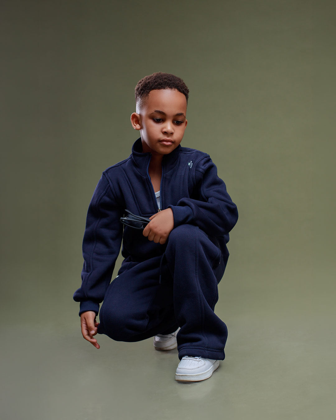 Kids LÛME Set - Quarter Zip Sweatshirt + LÛME Pants (Navy Blue)