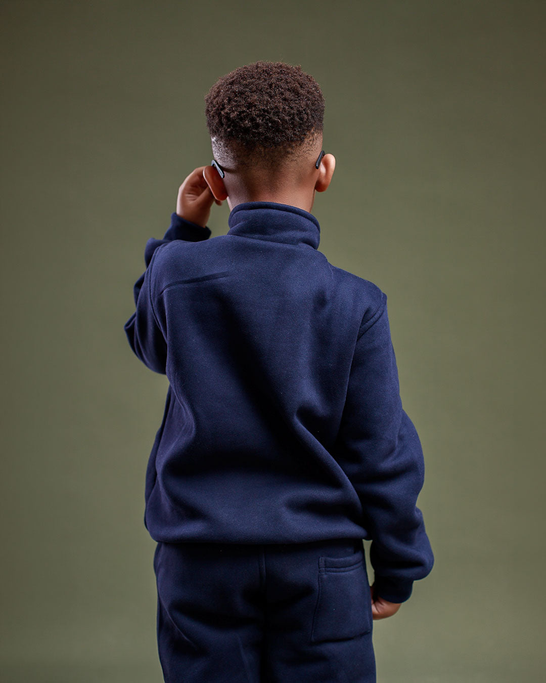 Kids LÛME Quarter Zip Sweatshirt - Navy Blue (Velvet Fabric)