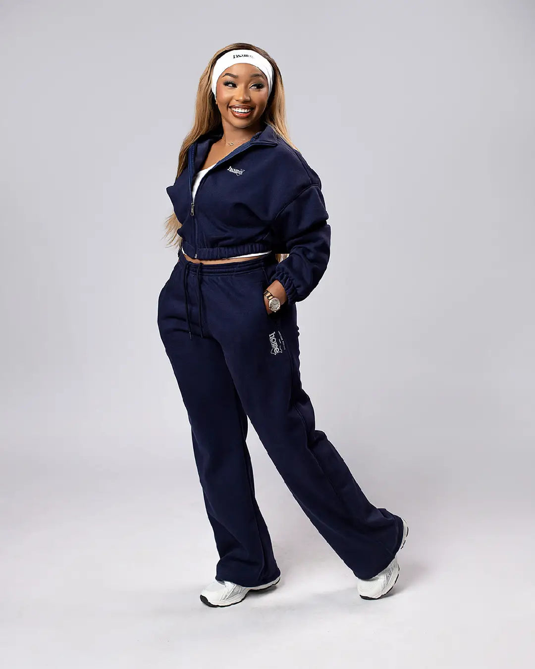 Moda Set in Navy Blue – Cropped Moda Jacket + Cosy Pants