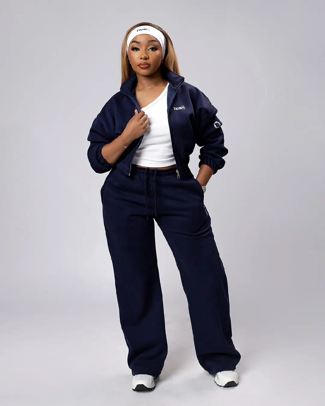 Moda Set in Navy Blue – Cropped Moda Jacket + Cosy Pants