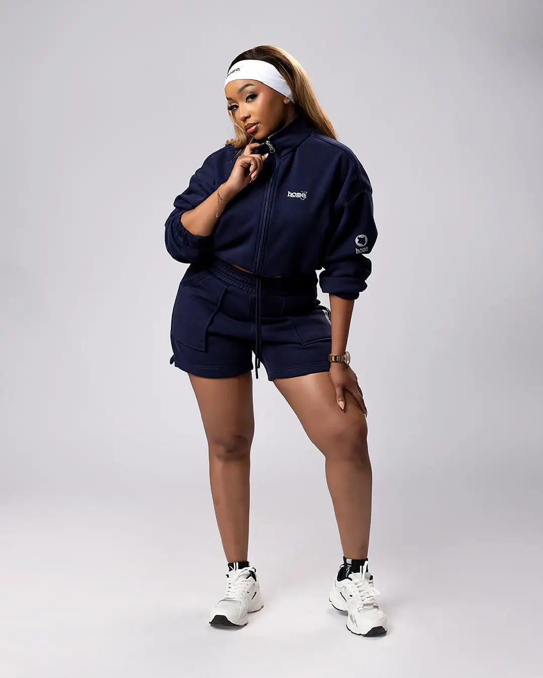 Moda Cora Set in Navy Blue – Cropped Moda Jacket + Cora Shorts