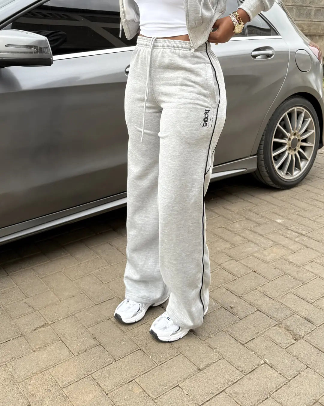 Cherie Pants - Light Grey (Velvet Fabric)