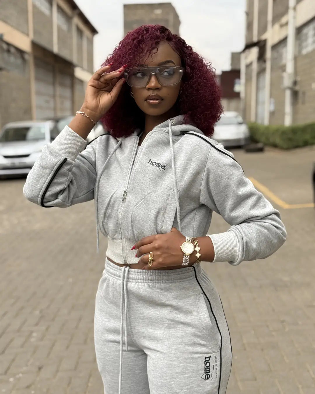 Cherie Crop Zipped Hoodie – Light Grey (Mid Heavy Fabric) | Ready to Deliver