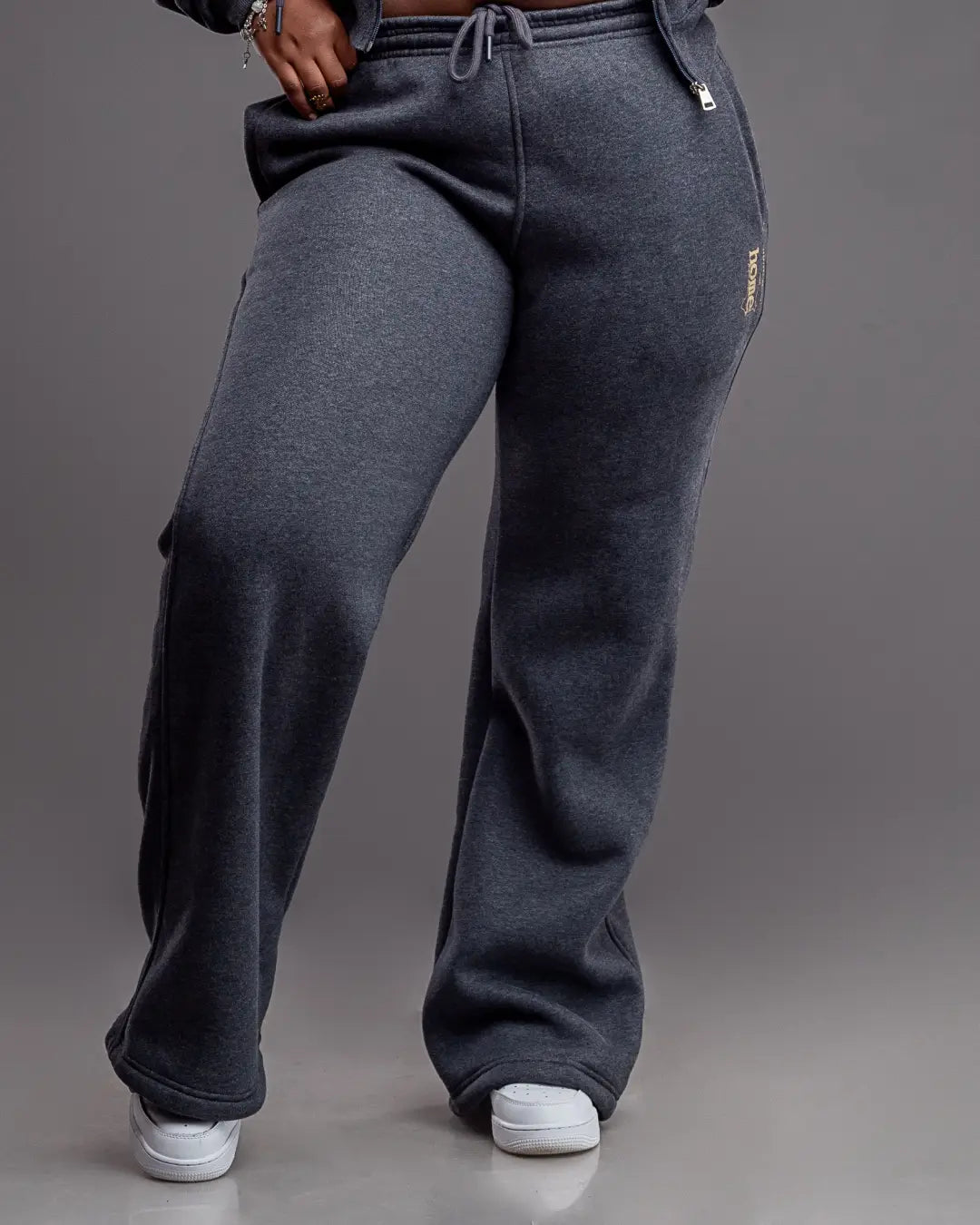 Women's Dark Grey Zipped Hoodie & Sweatpants Set (Heavy Fabric)