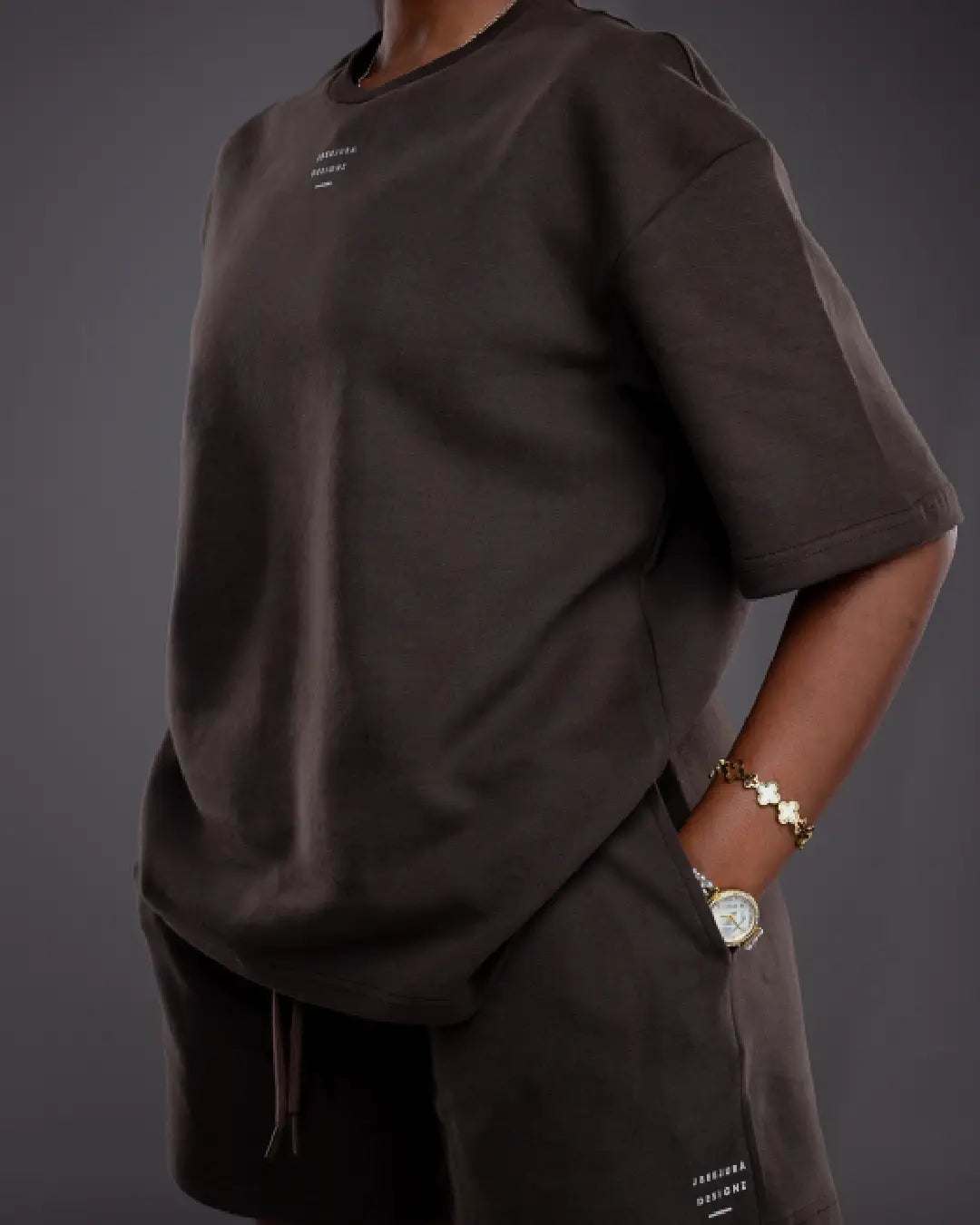 Serene Short and Drop Tee Set - Espresso