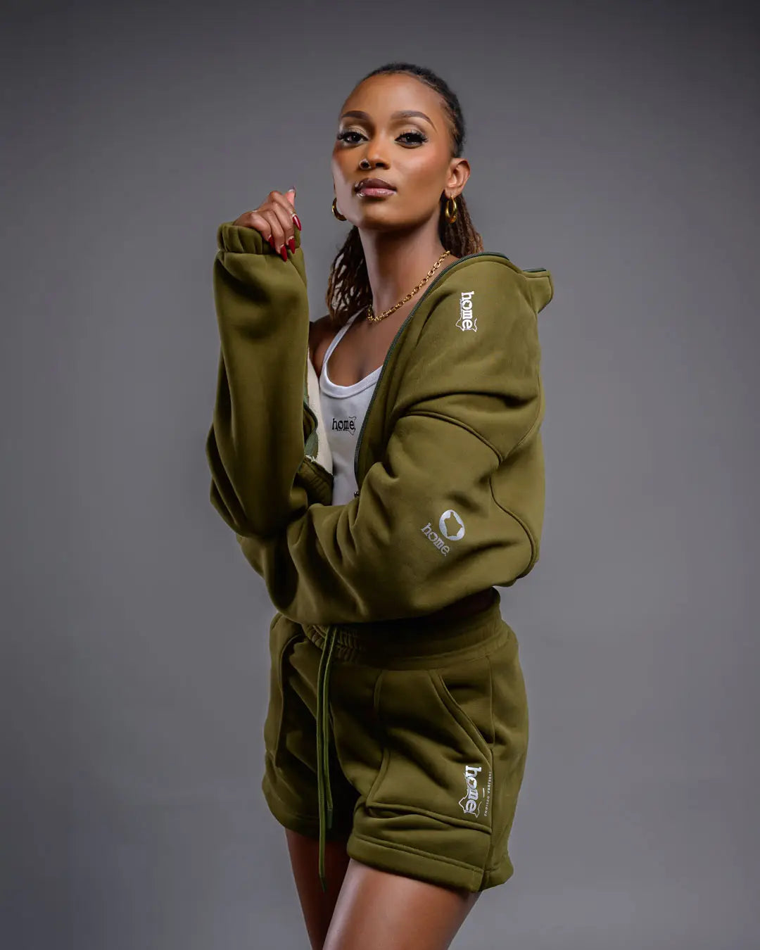 Cora Shorts - Olive Green (Nuvetra Fabric)