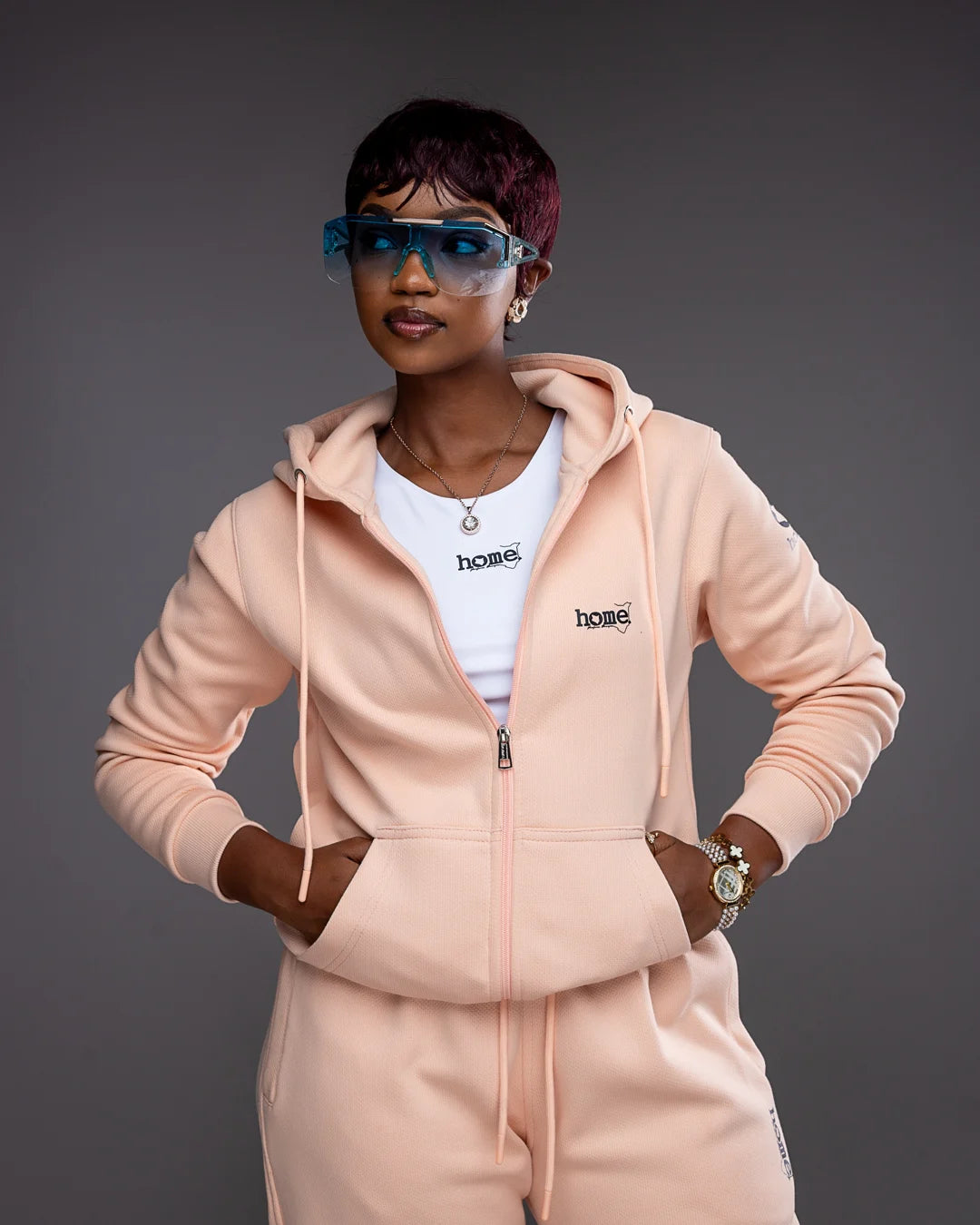Accolade Zipped Hoodie - Pastel Orange