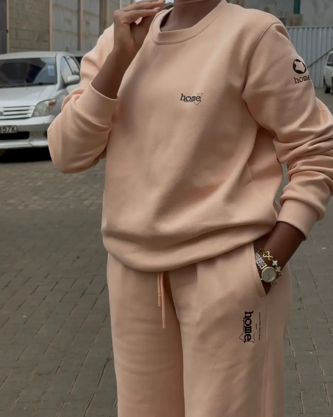 Accolade Sweatshirt + Cosy Pants Matching Set - Pastel Orange